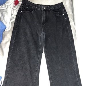 Black straight leg baggy jeans